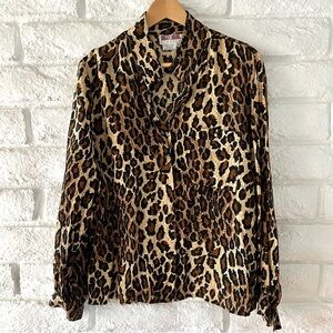 Maggi London 100% Silk Leopard Blouse Sz 10